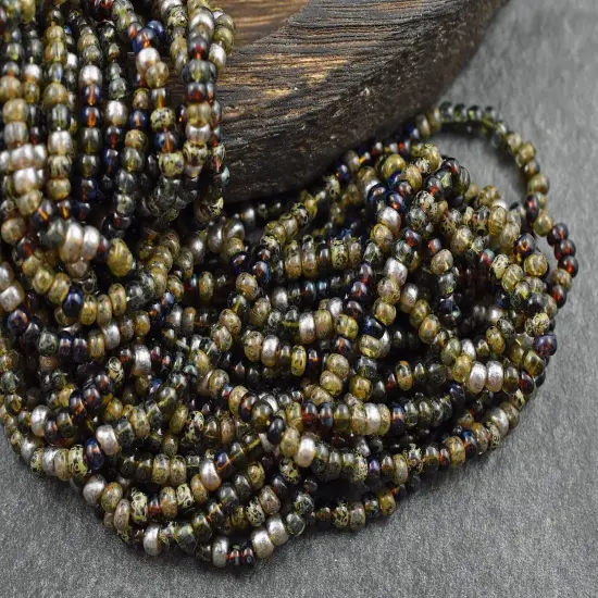 6/0 Aged Honeycomb Picasso Mix Seed Beads (20" Strand) {3}