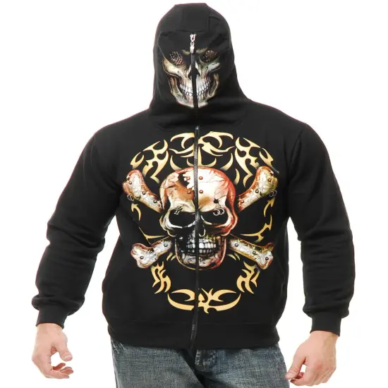 Child Boys Skull & Cross Bones Black Hoodie Sweatshirt {1}