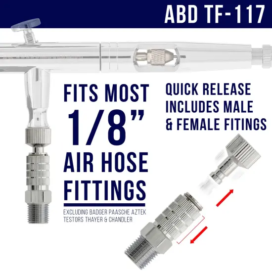 Essential Airbrush Accessories Kit Including 6 ft. Braided Air Hose, Mini Inline Filter, Quick Disconnect, Coupler & Splitter Manifold {3}