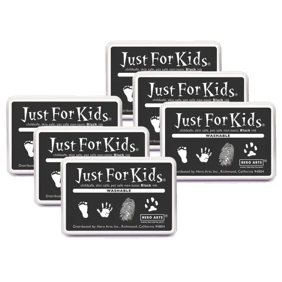 Just for Kids&reg; Washable Ink Pad, Black, Pack of 6 {1}