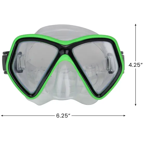 Pool Central 6.25" Neon Green and Black Monaco Children's Swimming Mask for Ages 10 and up {4}