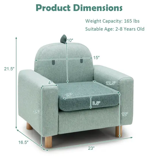 Kids Sofa with Armrest and Thick Cushion Green {4}