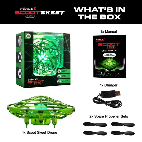 Force1 Scoot Skeet Drone Electronic Shooting Game for Kids (Drone Only)-Green {5}