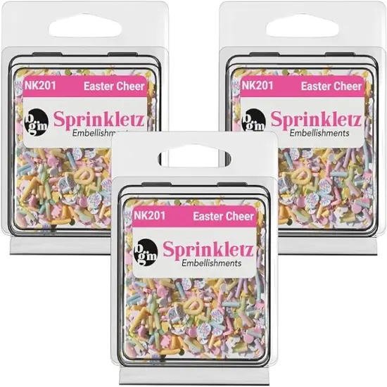Buttons Galore Sprinkletz DIY Craft Embellishment Polymer Clay Pieces For Slime & Crafts 36 Grams - 3 Packs of Easter Cheer {1}
