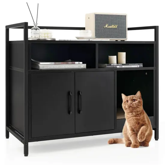 Hidden Cat Washroom with Double Doors and Scratch Cardboard Coffee {7}