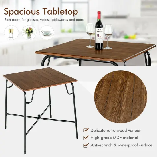 5 Pieces Bar Table Set with 4 Counter Height Backless Stools-Rustic Brown {6}