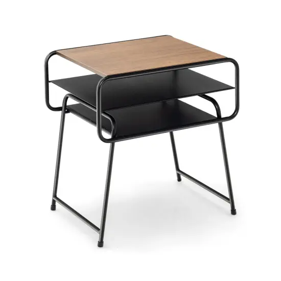 3-tier Compact Side End Table with Storage Shelf-Coffee {1}