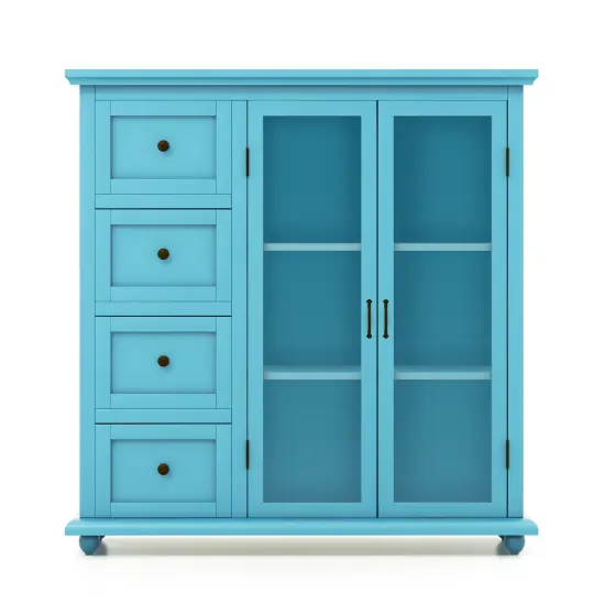 Buffet Sideboard Table Kitchen Storage Cabinet with Drawers and Doors Blue {2}