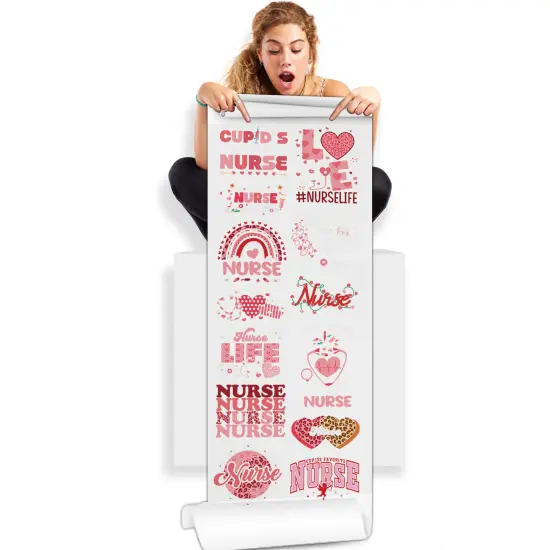 Valentine's Cupids Favorite Nurse 20x60 Direct-to-Film Gang Sheet for DTF Transfer {1}