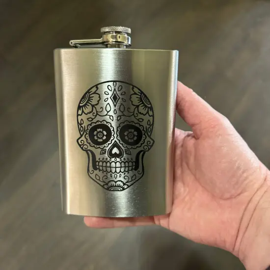 8oz sugar skull Stainless Steel flask {4}