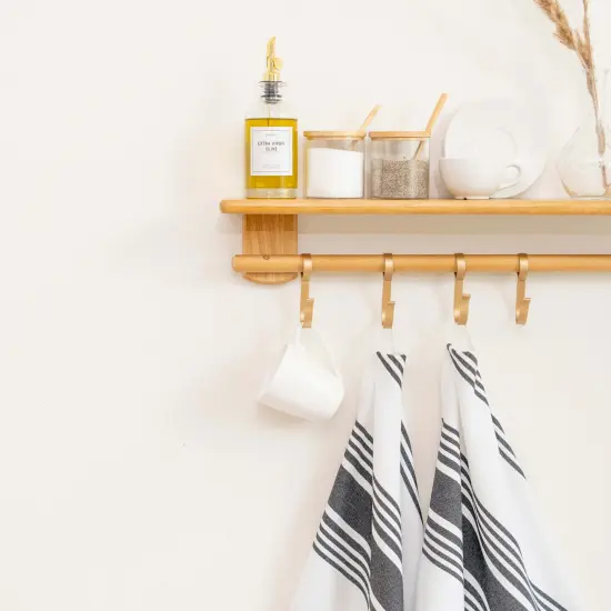 Striped Kitchen Towels Black {6}