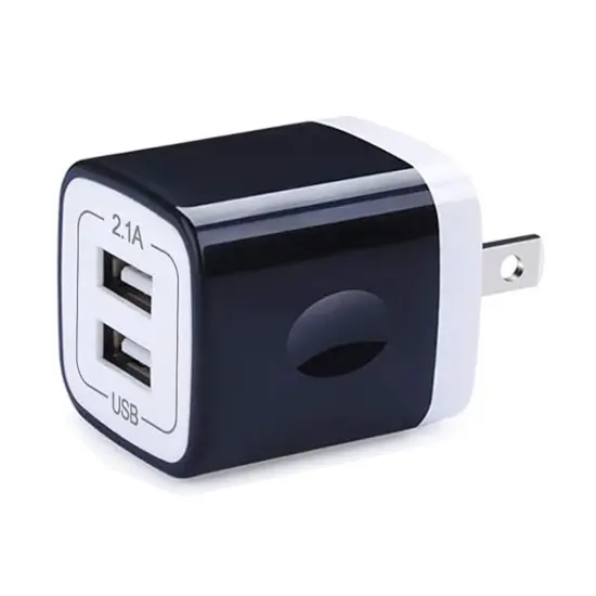 Premium PD Power Home Adapter | Max Output 2.1A & 1.0A (2 USB Port) Fast Charger | Raheev&reg; Black {1}