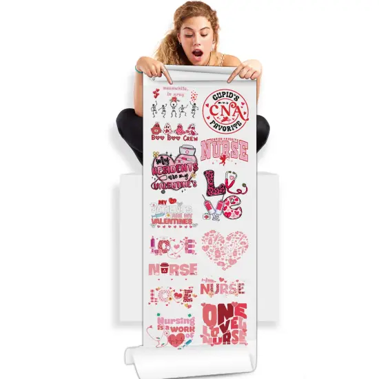 Valentine's Nurse CNA 20x60 Direct-to-Film Gang Sheet for DTF Transfer {1}