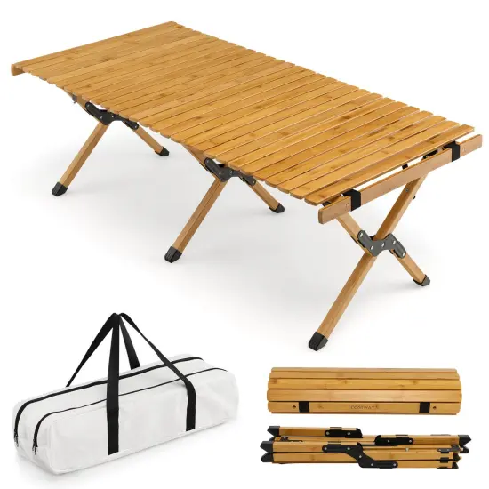 Portable Picnic Table with Carry Bag for Camping and BBQ Natural {4}