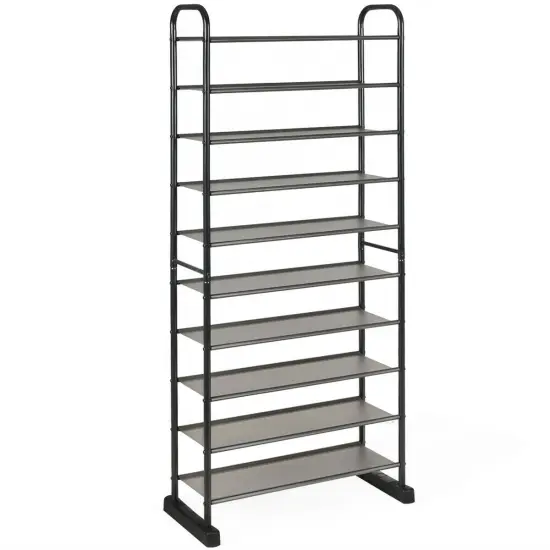 10-Tier Metal Frame Shoe Rack Space-saving Shoe Organizer {1}