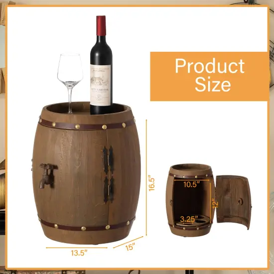 Vintage Wooden Barrel Shaped Wine Holder with a rotating turntable that allows easy access to your wine for Dining Room, Entryway, or Kitchen {4}