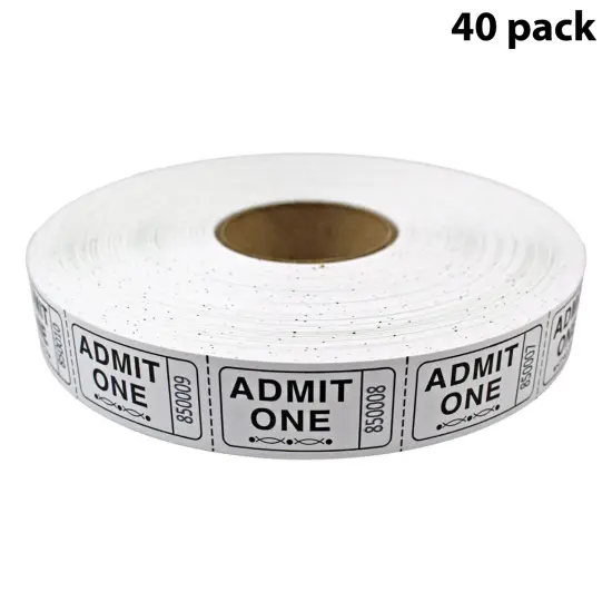 Tacticai 2000 Admit One Raffle Tickets &ndash; Single Roll, Consecutively Numbered &ndash; Perfect for Events, Entry, Fundraisers & Prizes &ndash; Available in 8 Colors White {1}
