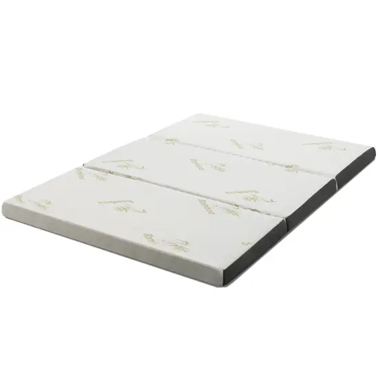 Queen 3 Inch Tri-fold Memory Foam Floor Mattress Topper Portable with Carrying Bag {4}