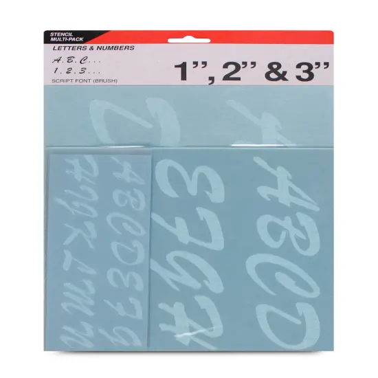 Creative Start Durable and Reusable Plastic Stencil Kit, Script Font, 1-inch, 2-inch and 3-inch Characters and Numbers {2}