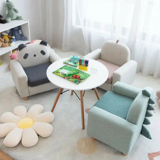 Kids Sofa with Armrest and Thick Cushion Grey {6}