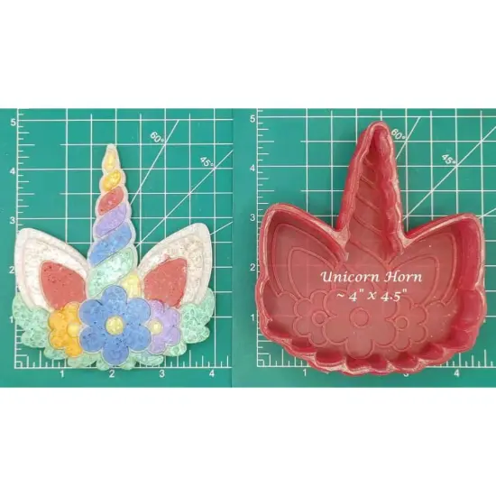 Unicorn Horn with Flowers Silicone Freshie Mold {1}