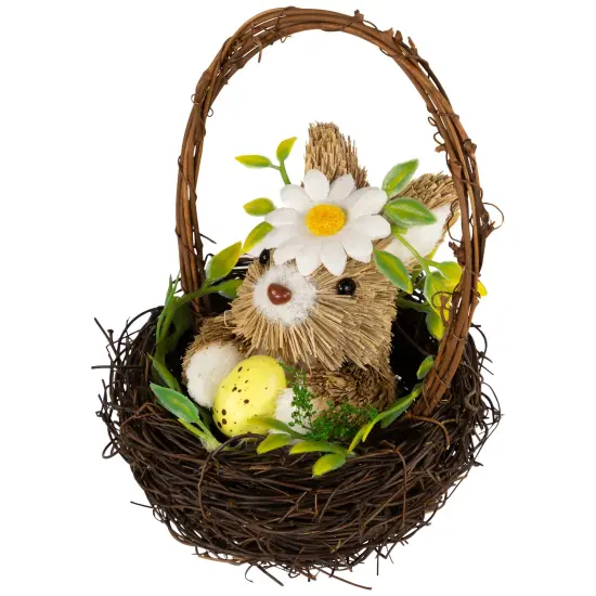 Northlight Rabbit with Twig Basket Easter Decoration - 7" Brown {6}