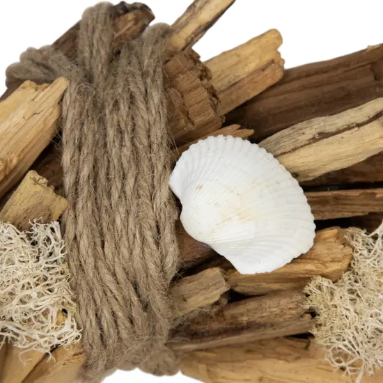 Northlight Natural Driftwood and Seashell Artificial Wreath - 14" Brown {7}