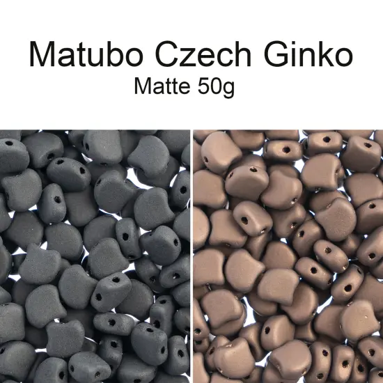 John Bead Czech Glass Matte Ginko Beads, 50g Jet Bronze {3}