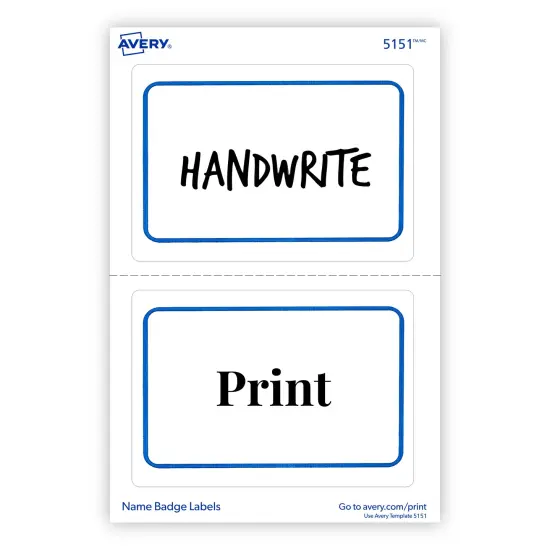 Avery Flexible Printable Name Tags, 2-1/3" x 3-3/8", White with Blue Border, 40 Removable Name Badges (05151) {5}