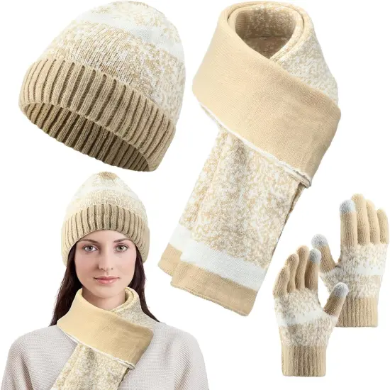 Unisex 3 Piece Winter Hat, Scarf and Touchscreen Gloves Set {1}