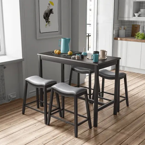 5-Piece Dining Set with 4 Upholstered Stools {2}