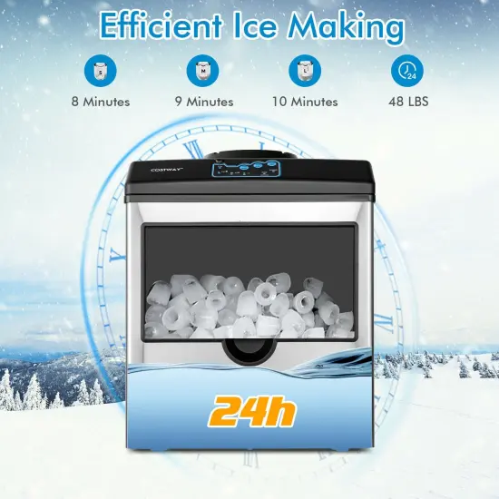 2-in-1 Stainless Steel Countertop Ice Maker with Water Dispenser {6}