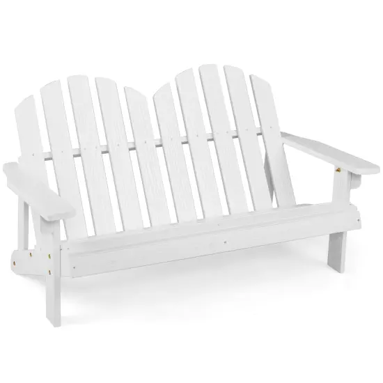 2 Person Adirondack Chair with High Backrest White {3}