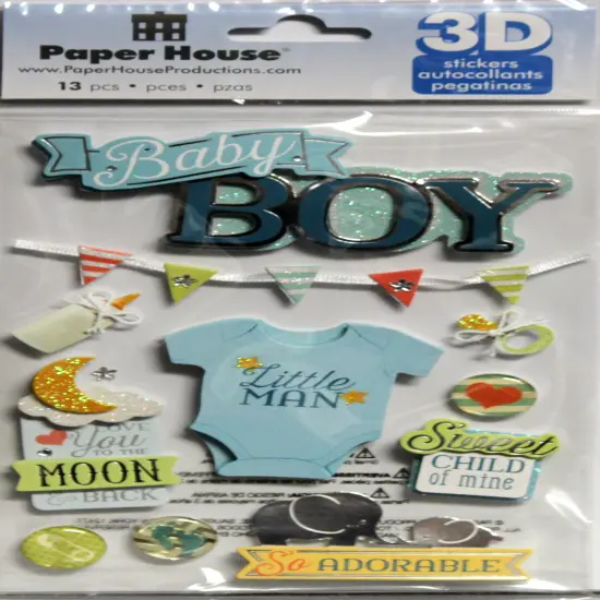 Paper House Baby Boy Dimensional 3D Stickers {1}