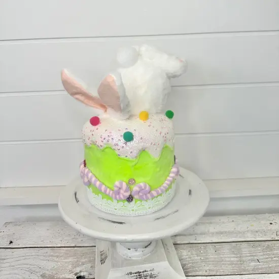 Set of 2 Furry Bunny Bottoms in Cake - 9.5" Styrofoam - White & Pastel Easter Decor - Foam Easter Wreath Attachments - MT26007 {4}