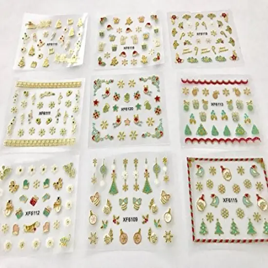 Wrapables 1200+ Festive Holiday Nail Stickers Christmas Nail Art Stickers (50 sheets) {4}