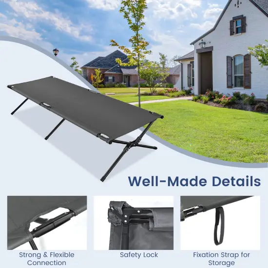 Adults Kids Folding Camping Cot Grey {6}