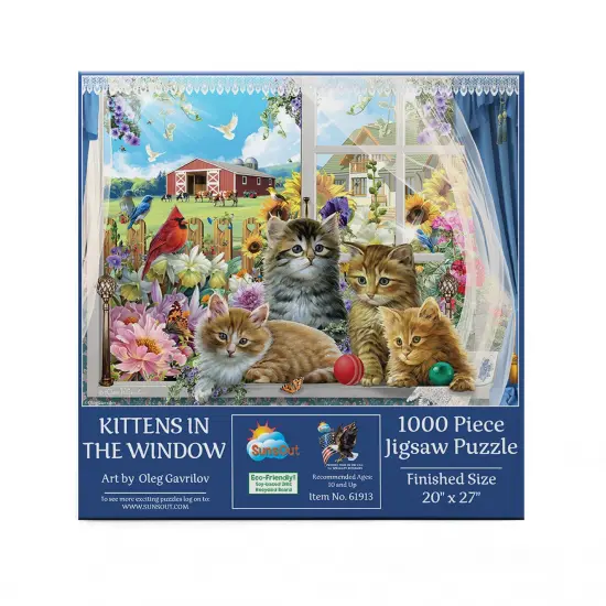 Sunsout Kittens in the Window 1000 pc Jigsaw Puzzle 61913 {4}