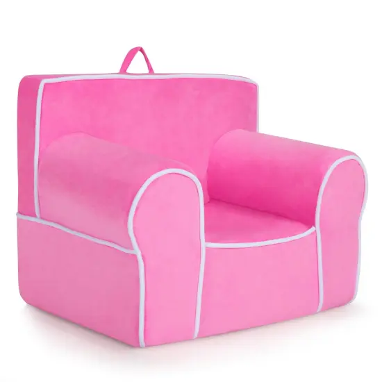 Upholstered Kids Sofa with Velvet Fabric and High Quality Sponge Pink {1}