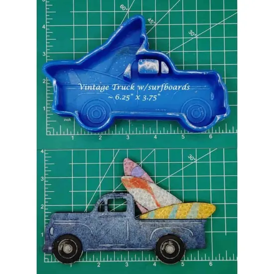 Vintage Truck with Surfboards Silicone Freshie Mold {1}