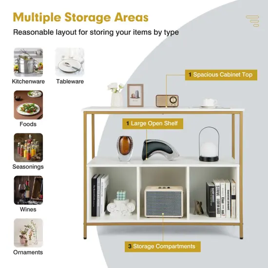Modern Kitchen Buffet Sideboard with 3 Compartments White {5}