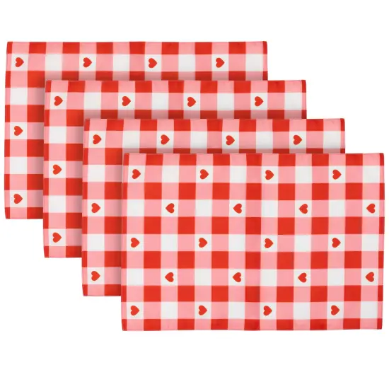 Northlight Checkered Hearts Valentine's Day Placemats - 18" - Set of 4 Red {1}
