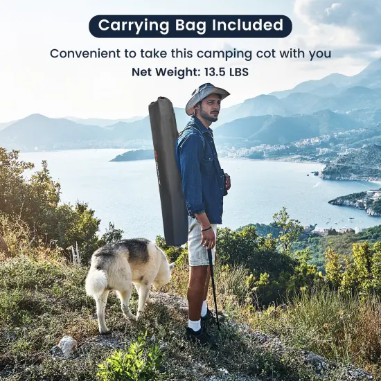 Adults Kids Folding Camping Cot Grey {4}