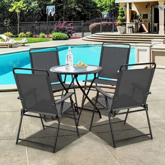 4 Pieces Portable Outdoor Folding Chair with Armrest {2}