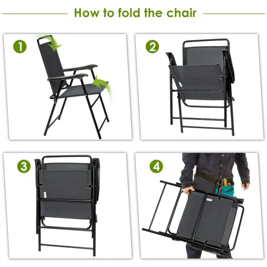 4 Pieces Portable Outdoor Folding Chair with Armrest {5}