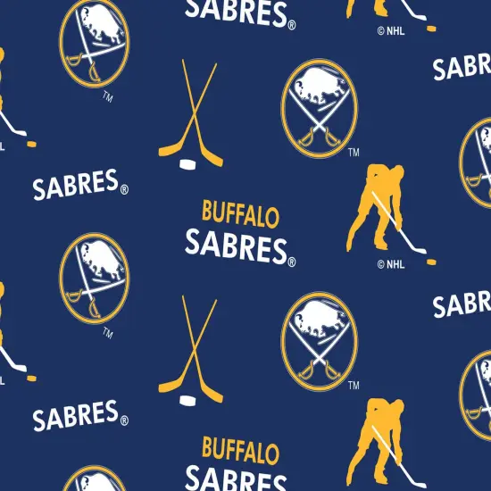 Sykel Enterprises NHL Team Fleece Blanket Fabric-Buffalo Sabers Classic All Over Fleece Fabric {1}