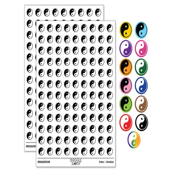 Yin and Yang Symbol 200+ 0.50" Round Stickers Dark Green {1}