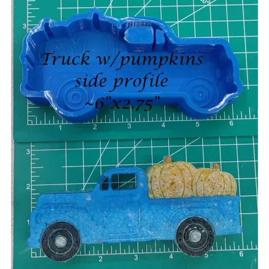 Vintage Truck with pumpkins Silicone Freshie Mold {1}