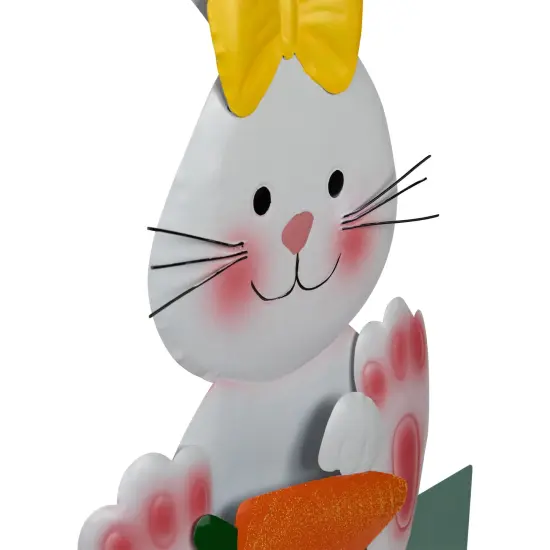 Northlight Bunny with Carrot Happy Easter Outdoor Garden Stake - 18.75" White {6}