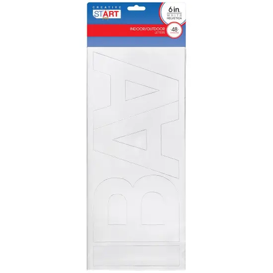 Creative Start Vinyl Self-Adhesive Letters, 6", Helvetica Font, White, 48 count {1}